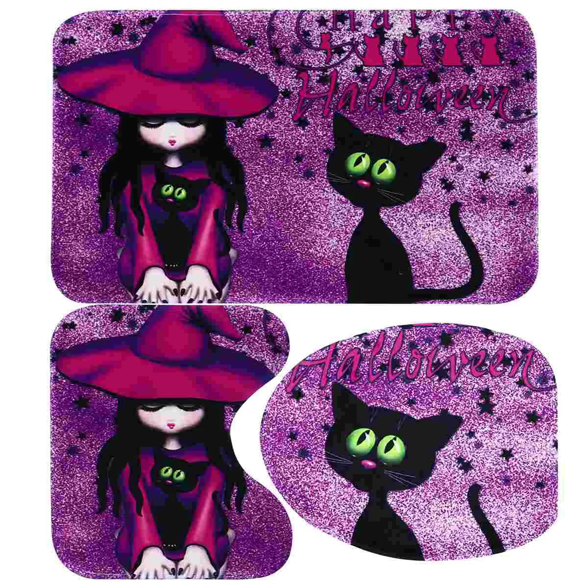 

3 Pcs Toilet Seat Three Piece Set Halloween Bathroom Decorations Creative Mat Pattern Rug Dropshipping