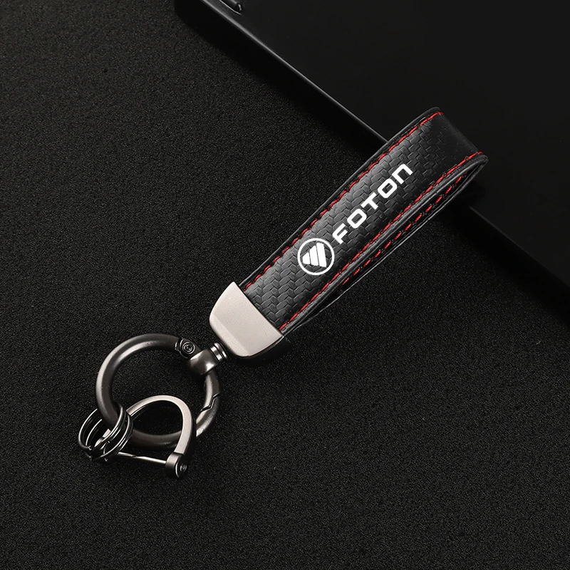 Carbon Fiber Leather Keychain Logo custom Gifts Key Ring Car Key Strap For Foton Sauvana Tunland E5 Toano Auman Gtl Truck