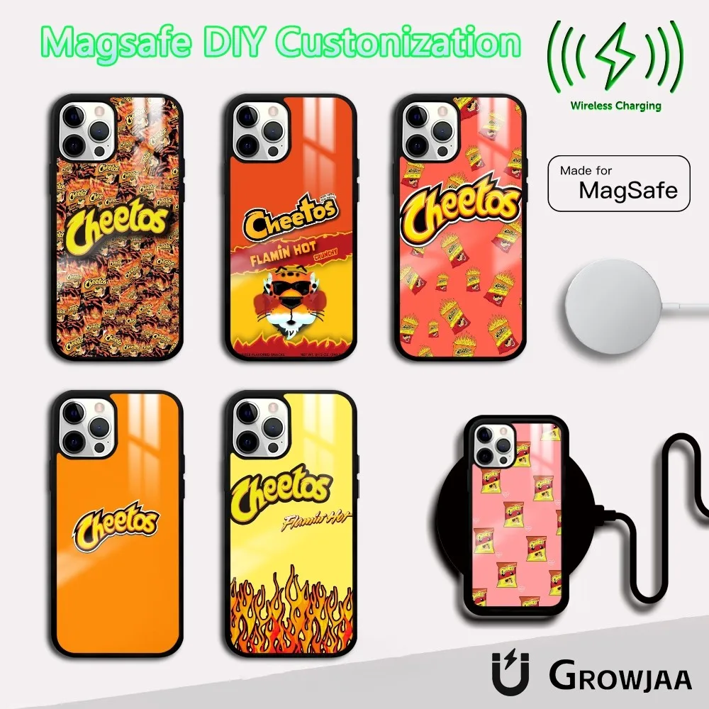 

C-CheTtoS ChEggS Potato Chips Phone Case For IPhone 16 15 14 13 12 11 Pro Max Plus Mini Magsafe Mirror Wireless Magnetic Funda