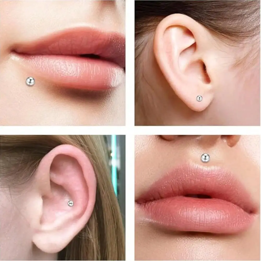 1 Piece 16G Stainless Steel Ball Cone CZ Lip Ring Nose Stud Flat Back Cartilage Stud Earrings Body Piercing Jewelry 6/8/10/12mm