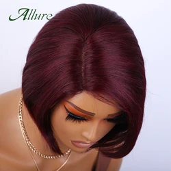 Brazilian Human Hair Lace Straight Bob Wigs 99j Colored Wear And Go Short Straight Bob Wigs For Black Women Straight Hair