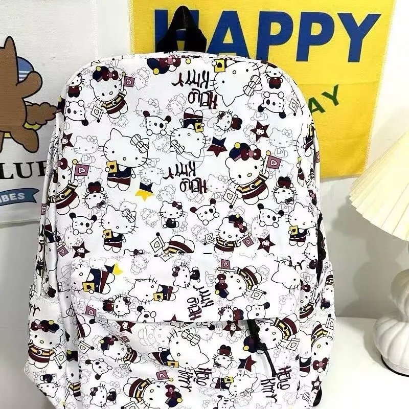 Sanrio Hello Kitty Campus Cute Wild Schoolbag Printed Graffiti Student Female Backpack Lightweight and Large Capacity Backpack