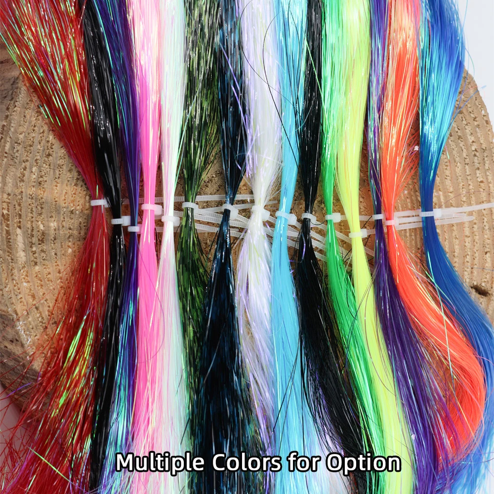 2 Packungen/14 Packungen 0,4mm Kristall-Flach-Tinsel Ice Wing Flashabou Tinsel Fliegenbindematerialien für Nymphen, Jigs, Köder, Minnows, Streamer-Fliegen – Detail 3