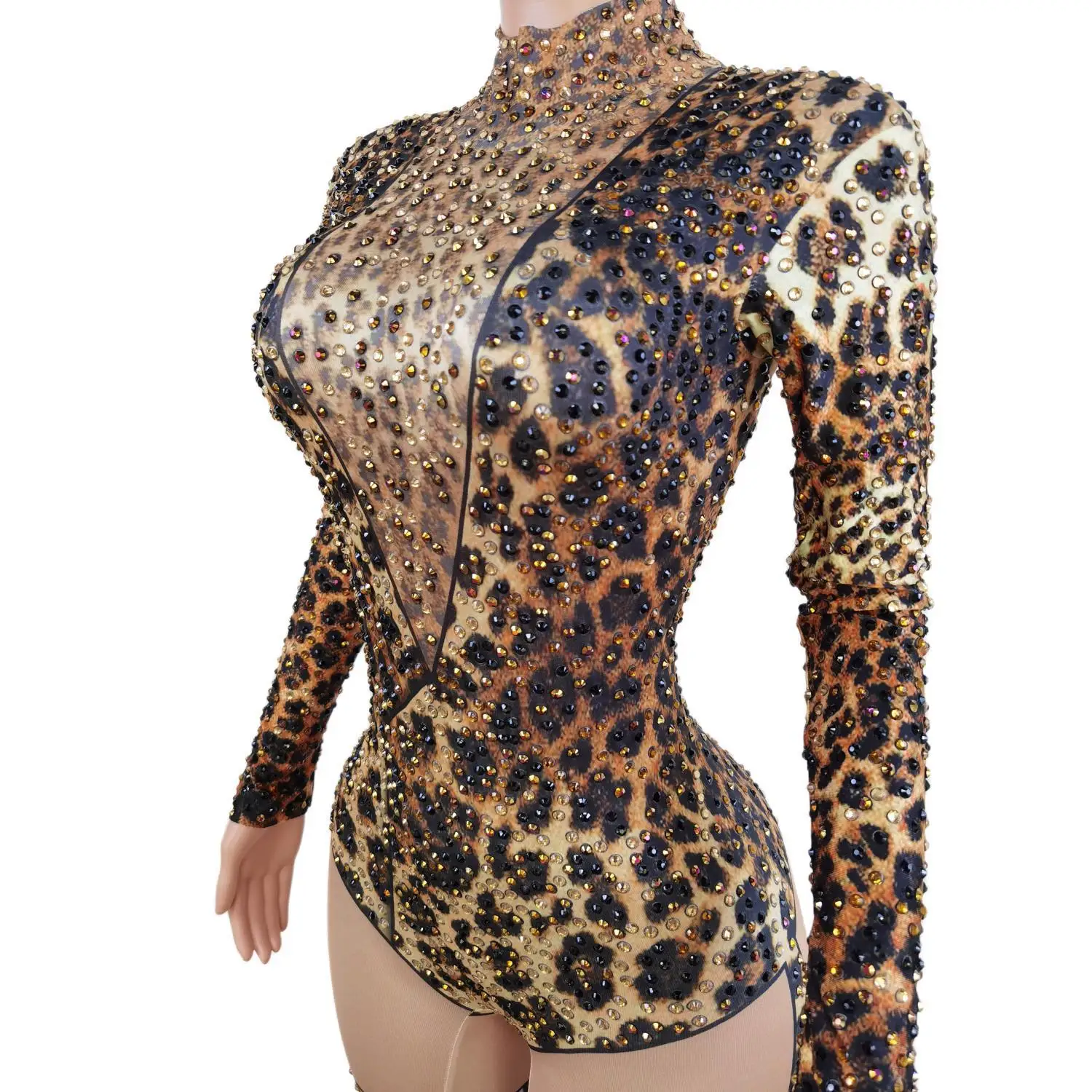 Streetwear Leopard Print Sexy Bodysuit Printed One Piece Outfit Woman Overall Long-sleeved Women\'s Jumpsuit X2206009