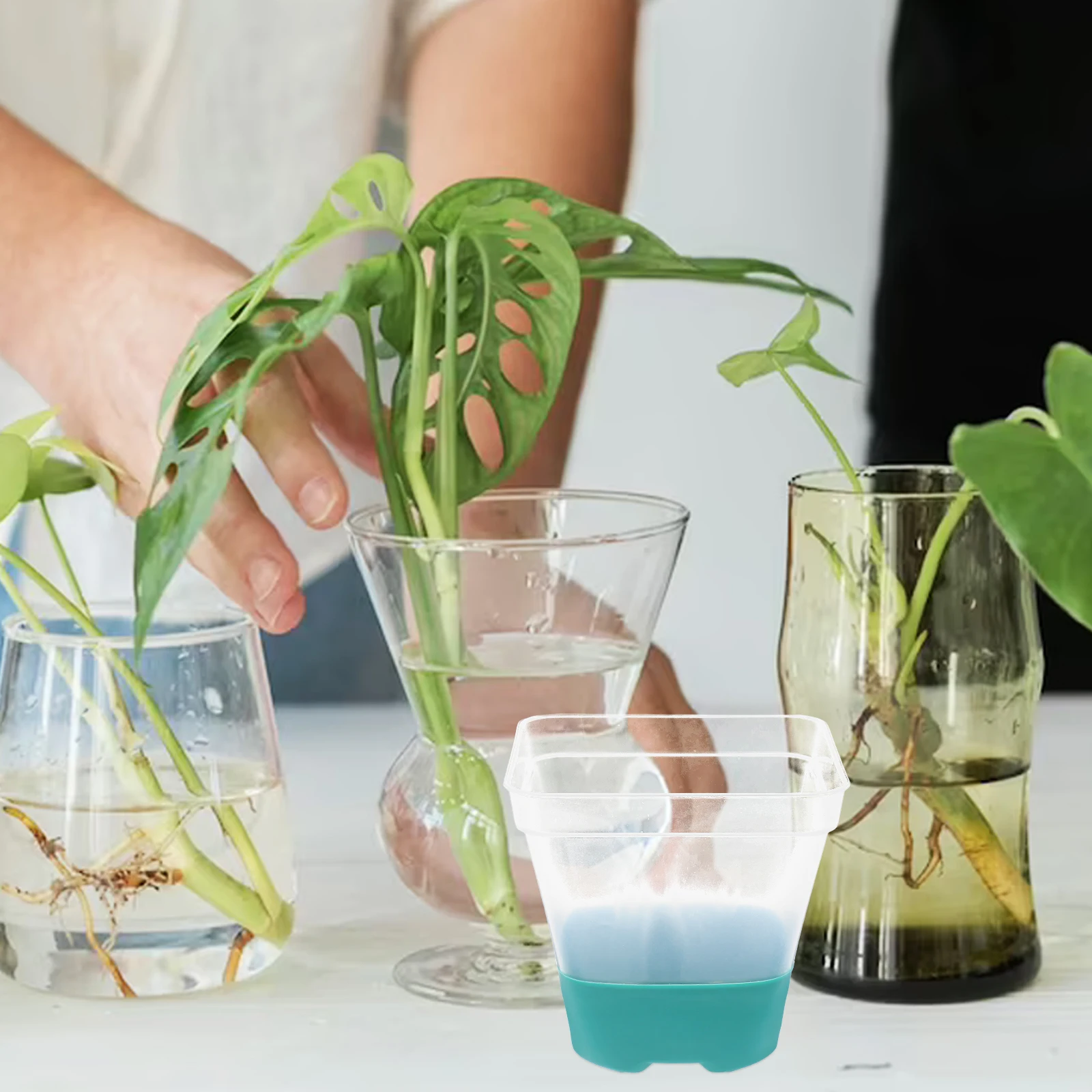 

6 шт. квадратный цветочный горшок, прозрачный многоразовый дышащий кашпо на силиконовой основе, прозрачный контейнер для выращивания растений в детской комнате