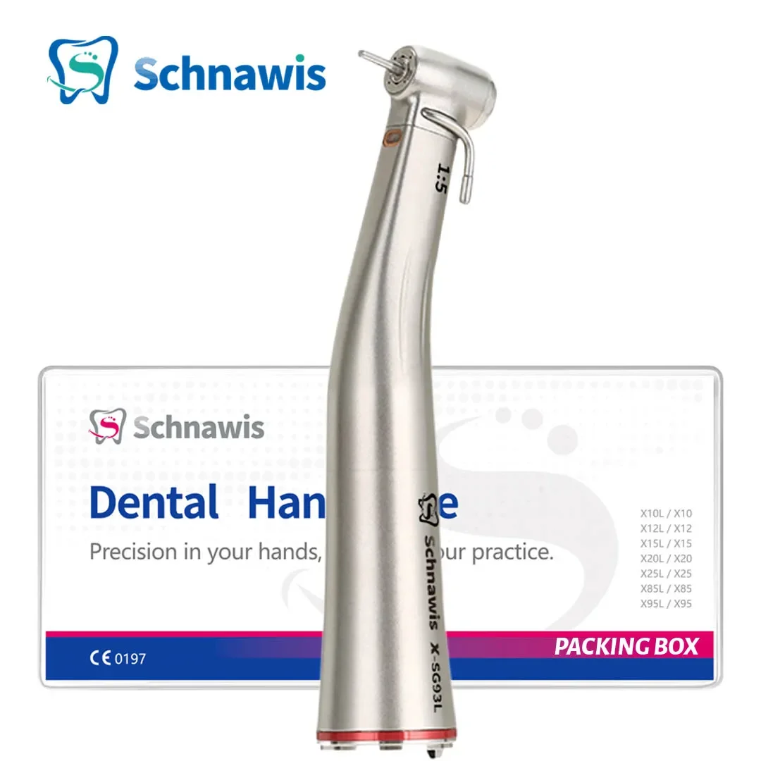 

Schnawis Dental 1:5 Increasing Speed Handpiece Contra Angle Fiber Optical Handpiece With External Irrigation Water Implant SG93L