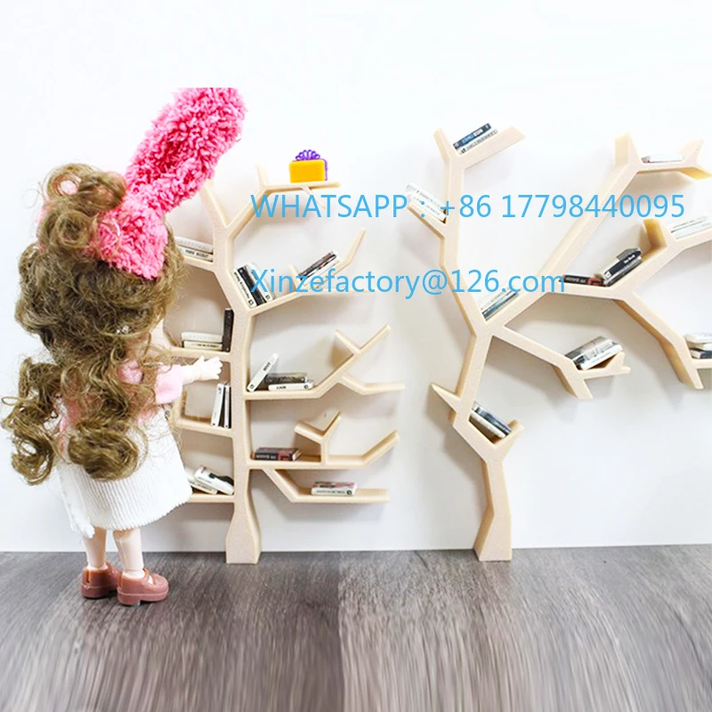 Anpassbare 1 stücke 1:12 Mini Bücherregal Buch Puppenhaus Display Stand Baum Hause Miniatur Möbel Dekor Kinder Wand Bücherregal Zubehör