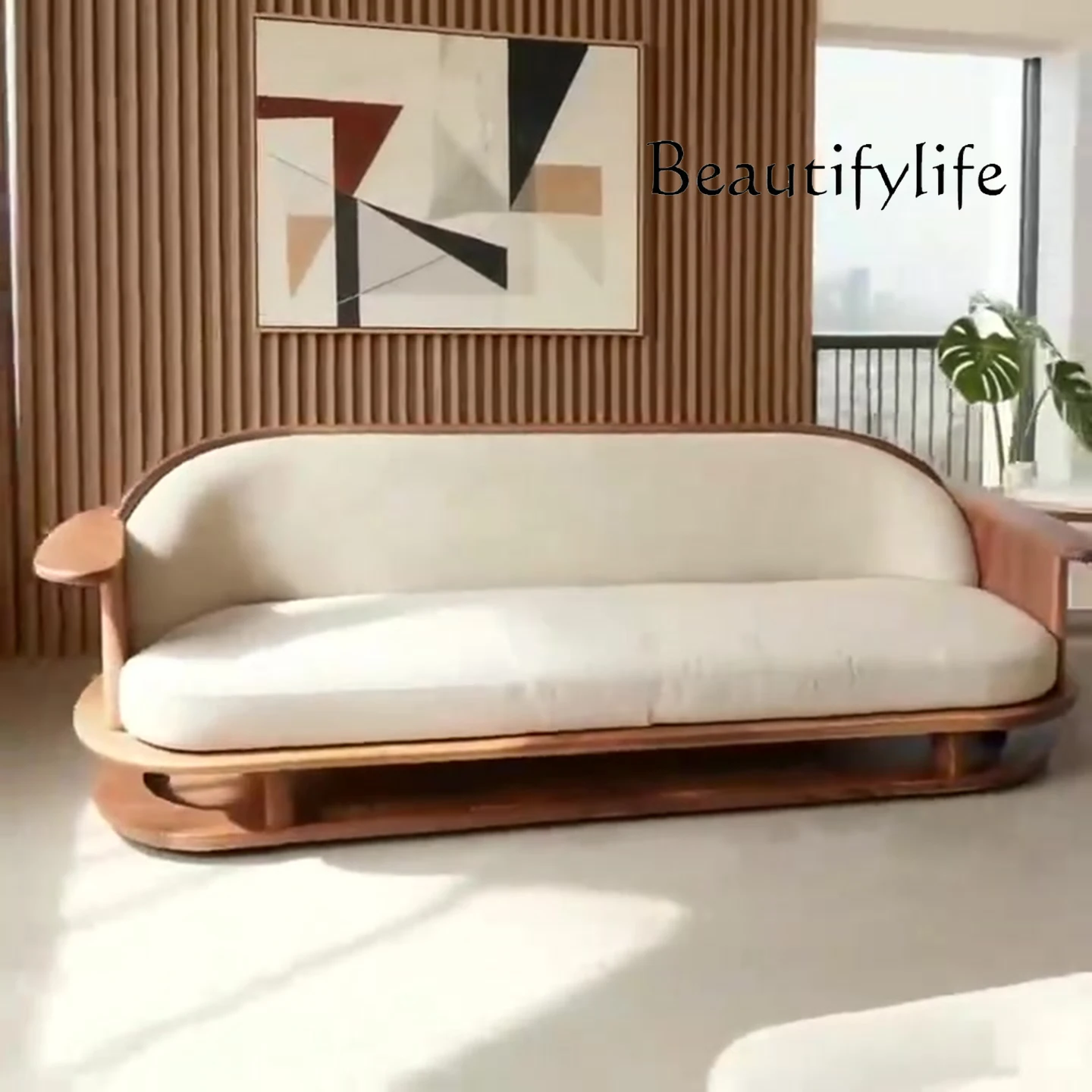 Novo sofá curvo semicircular estilo chinês, pequeno apartamento, sala de estar, estilo zen, estética, sofá de madeira sólida