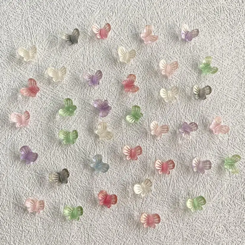 30PCS Shimmer Resin Butterfly Nail Art Charms Kawaii Accessories Nail Decoration Design Supplies Materials Manicure Decor Parts