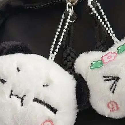 Cartoon Animal Rabbit Panda Plush Pendant Keychain Kawaii Fashion Key Ring For Women Girls Cute Backpack Pendant Accessories