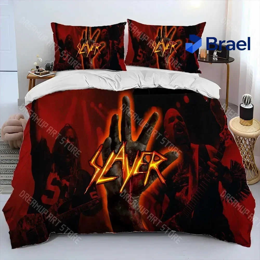 Exquisite Slayer Heavy Metal Band Music Comforter Bedding Set,Duvet Cover Bed Set Quilt Cover Pillowcase,king Queen Size Bedding