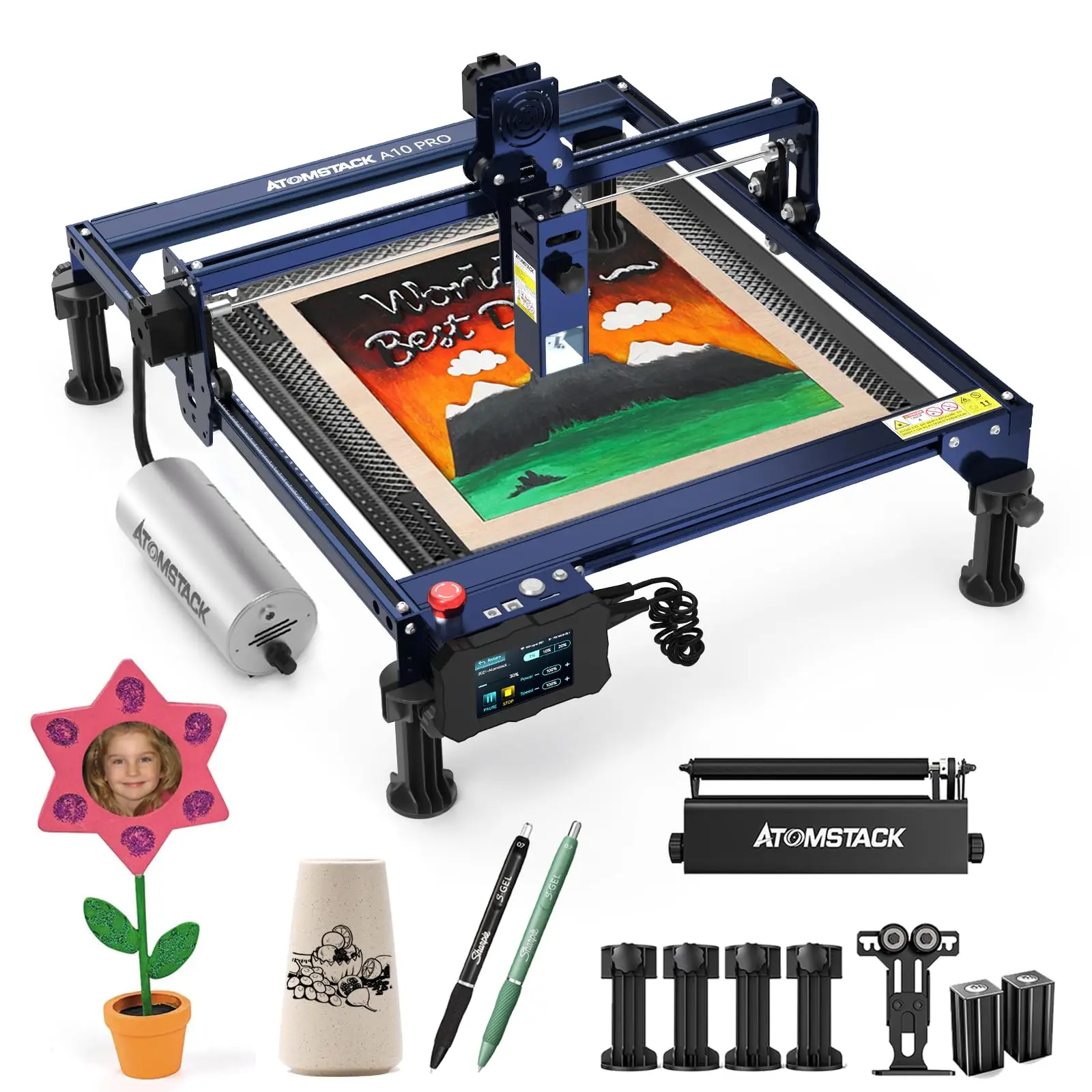 Para ATOMSTACK A10 Pro 10W CNC máquina de grabado láser cortador láser F3 placa de panal F30 asistencia de aire 30L/Min R3 Pro rodillo