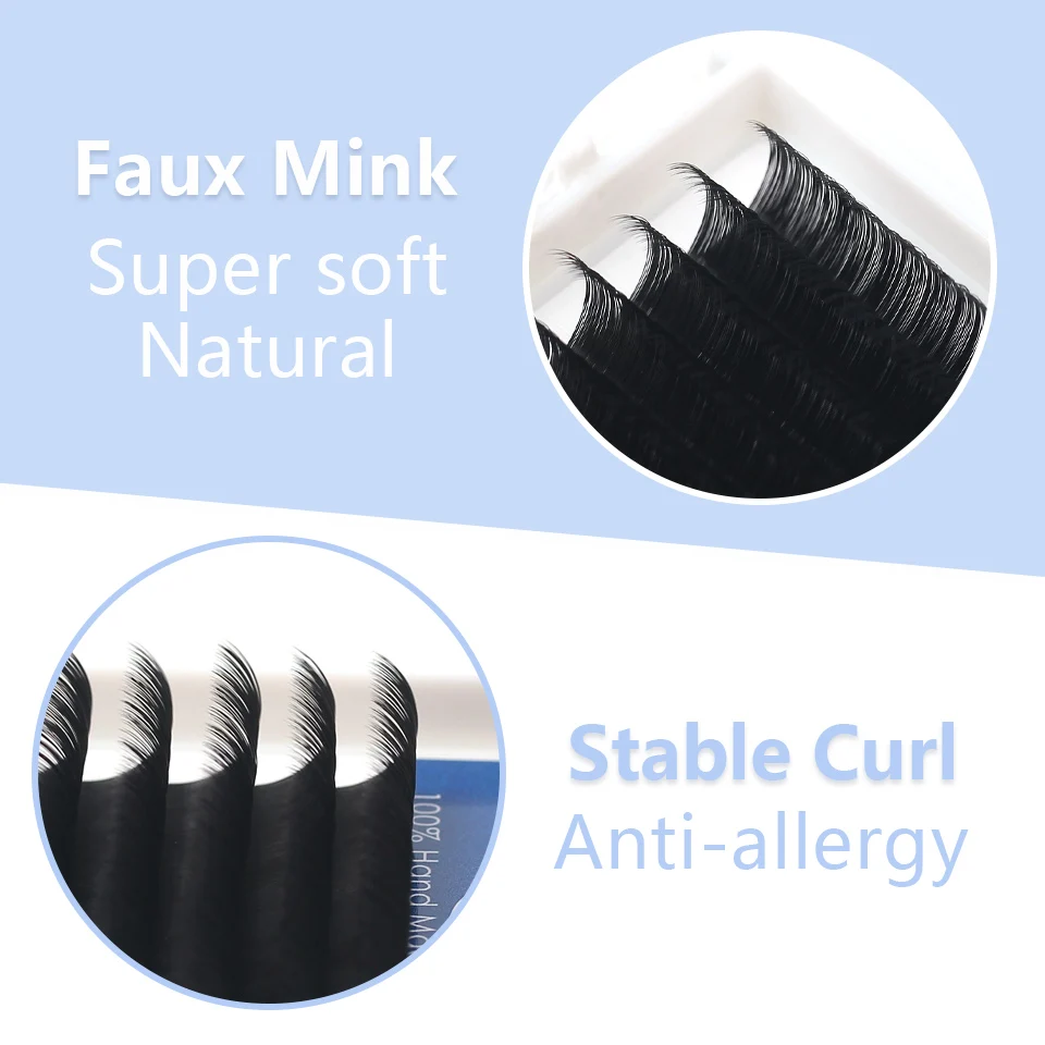 NEWCOME 17Lines Maquiagem 8 Zestawów Rzęs Pojedynczych Przedłużanie Rzęs Miękkie Naturalne Lekkie Sztuczne Rzęsy Premium Mink