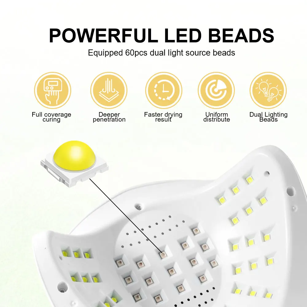 UV/LED เครื่องเป่าเล็บโคมไฟ 57 LEDS Quick Drying GEL Polish Curing Phototherapy พร้อมจอแสดงผล LCD เล็บเครื่องมือสําหรับเจลอะคริลิค