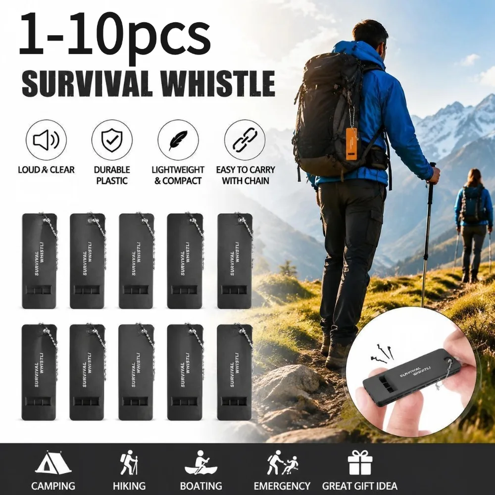 1-10PCS 3-Frequency Whistle High Decibel Survival Whistle Outdoor Hiking Camping Whistle Hunting Whistle Emergency Survival Tool