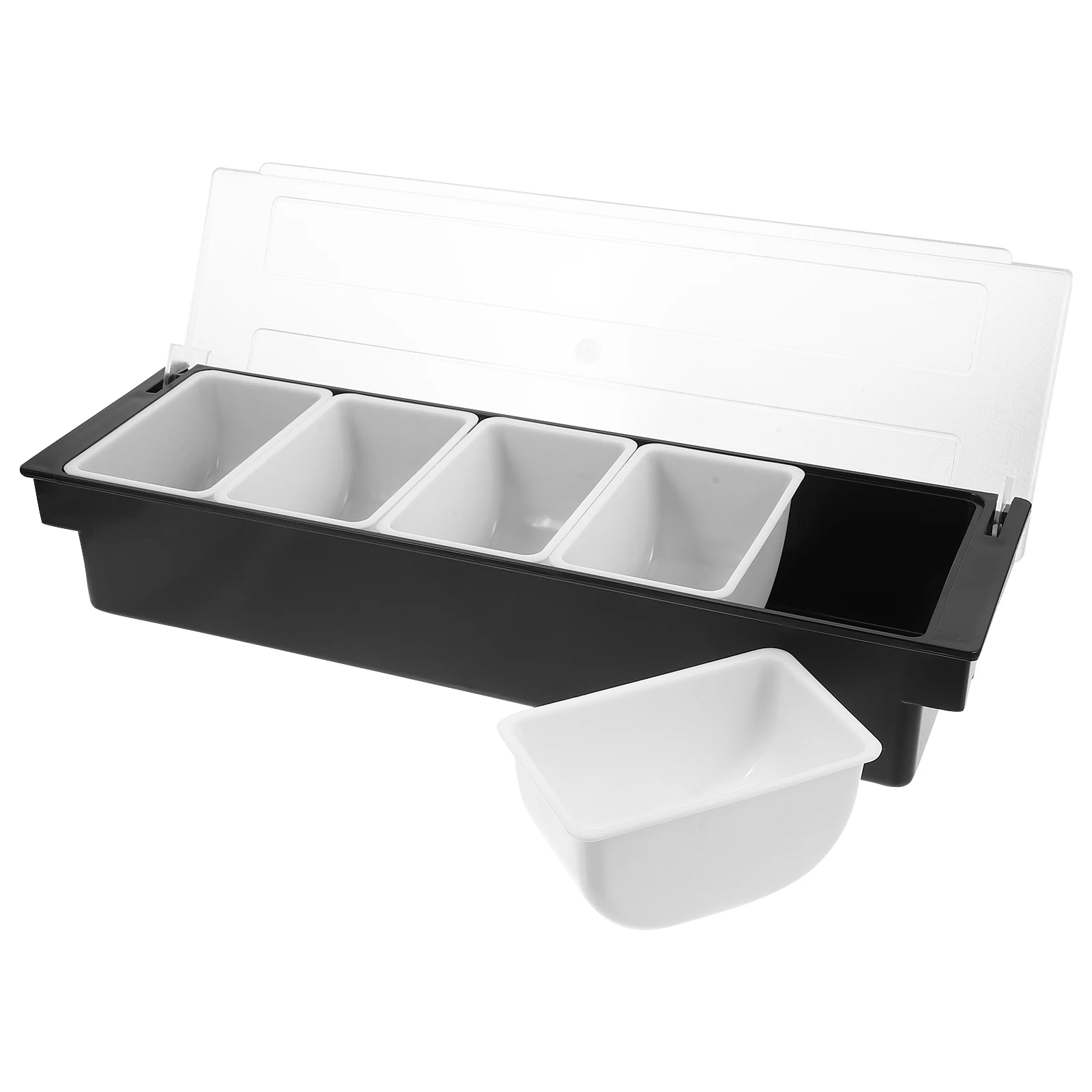 

Condiment Box 5-Compartment Plastic Food Storage Container Tight Seal Lid For Kitchen Bar Restaurant Use Snack Fruit