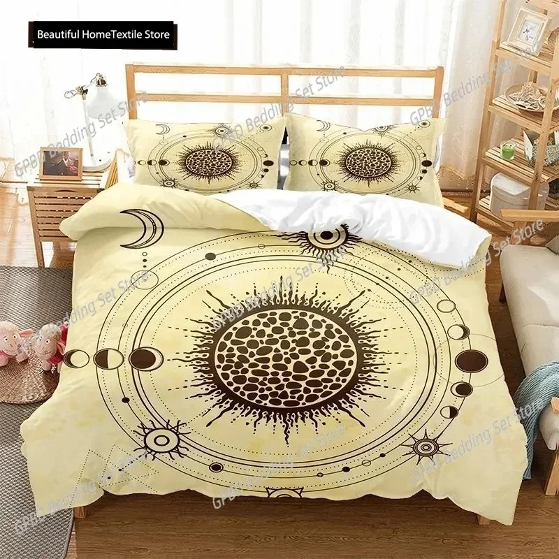 Sun And Moon Bedding Set King Queen Size Twelve Constellations Zodiac Comforter Cover Adults Astrology Polyester Duvet Cover