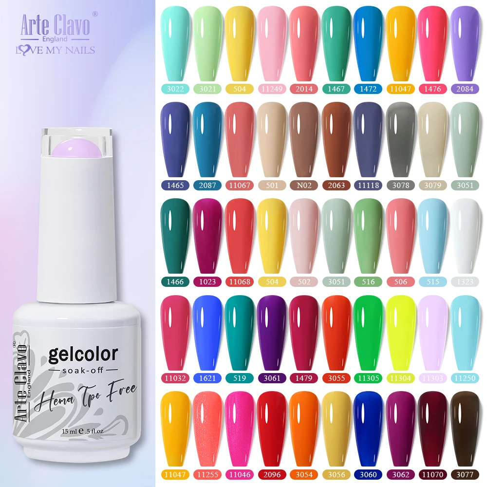 Arte Clavo 15ml UV Nail Gel Polish LED Nail Gel HEMA TPO FREE Series Lacquer Soak Off Natural Red Pink Gel Varnish Base Top Coat
