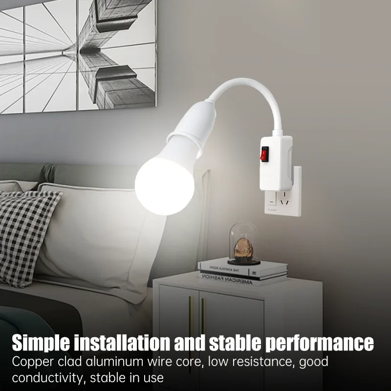 Stainless Steel E27 Lamp Base Adjustable Flexible Bend With Switch EU US UK Plug Energy Saving LED Table Lamp Base