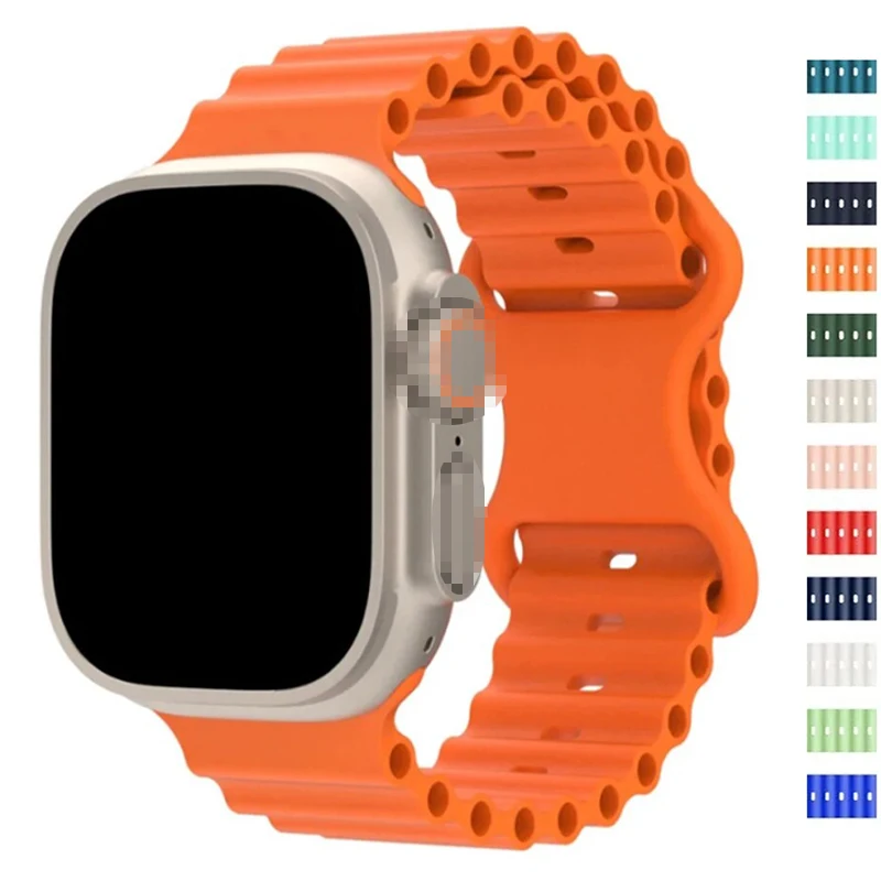 Bracelet en Silicone pour Apple Watch Ultra 1/Ultra 2, Accessoire Original 1:1, de 49mm, pour iWatch Série Ultra 1/2 49mm