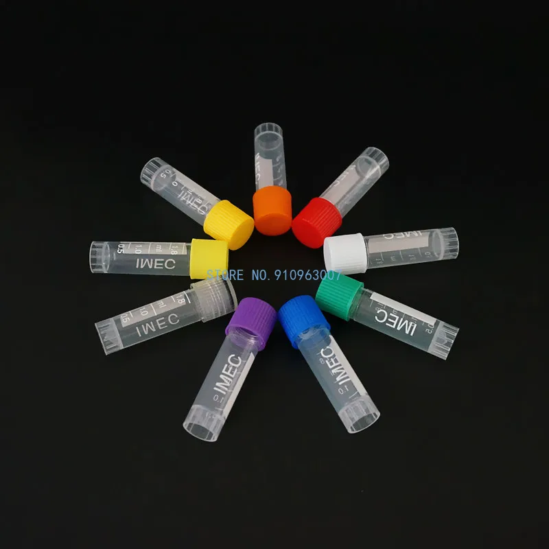 24/50Pcs Plastic Freeze Pipe With Color Cap ,1.8ml(2ml) Cryovial Preservative Tube Sample Bottles With Scale Ink Dispensing Vial