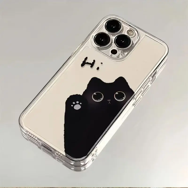 

Black Cat Phone Case For iPhone 16 15 14 13 12 11 Pro XS MAX 7 XR 8 7 Plus Clear Cover Fundas