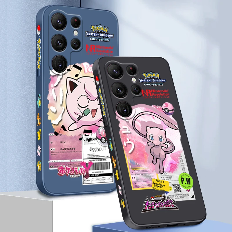 غطاء حبل يسار سائل من Jigglypuff مي بوكيمون نورلاكس ، سامسونج جالاكسي S24 S23 S22 S21 S20 FE S10 Ultra Plus Lite 5G TPU #4