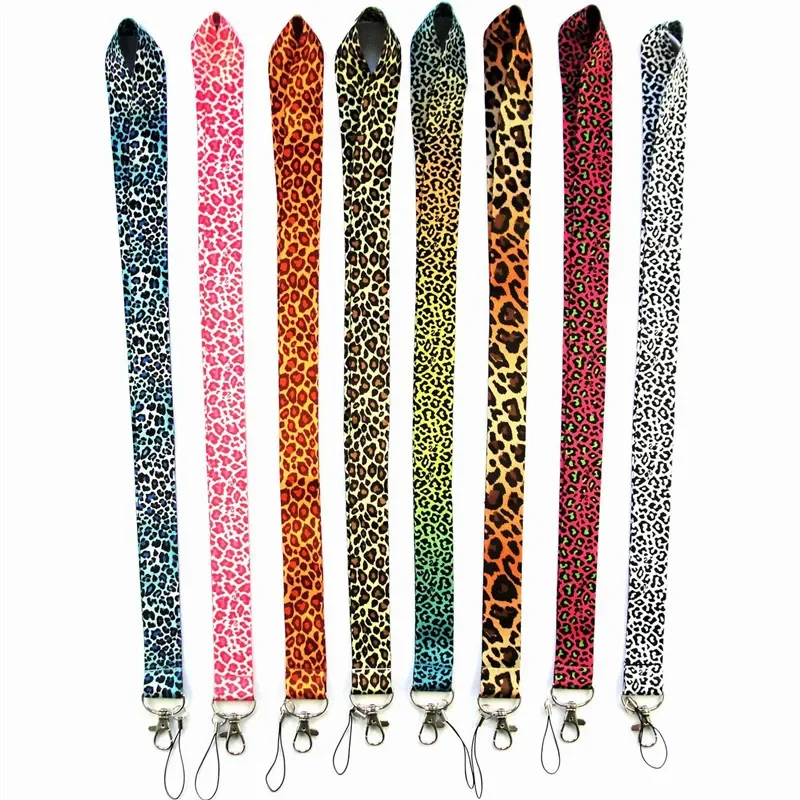 

Mobile Phone Straps ID Badge Holder Working Permit Sleeve Case Cover Leopard Prints Work Pass Card Lanyard Badge Neck Strap