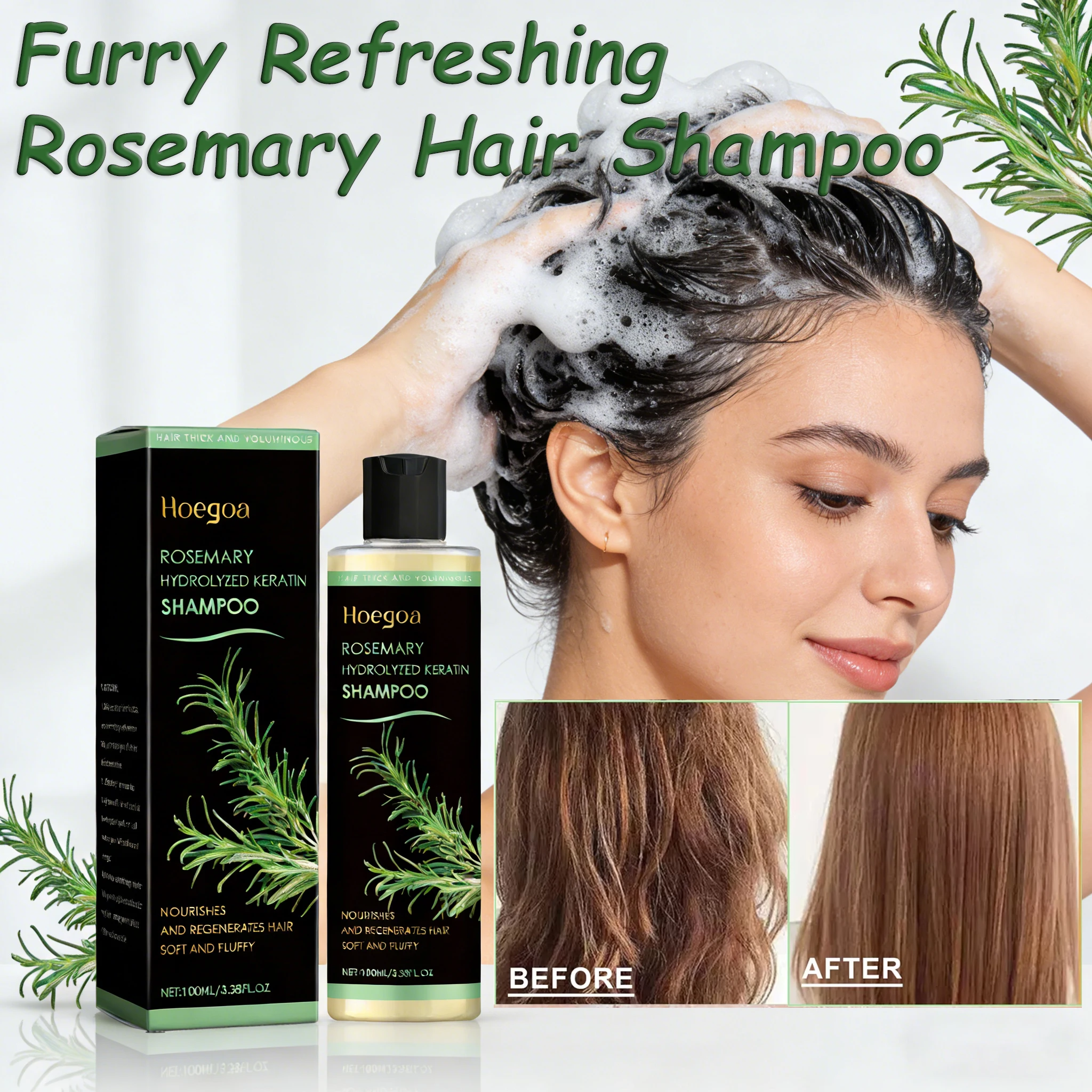 Rosemary Shampoo Soothing Scalp Anti Dandruff Refreshing Fluffy Repair Split Ends Plant Oil Control Nourishment Hair Shampoo