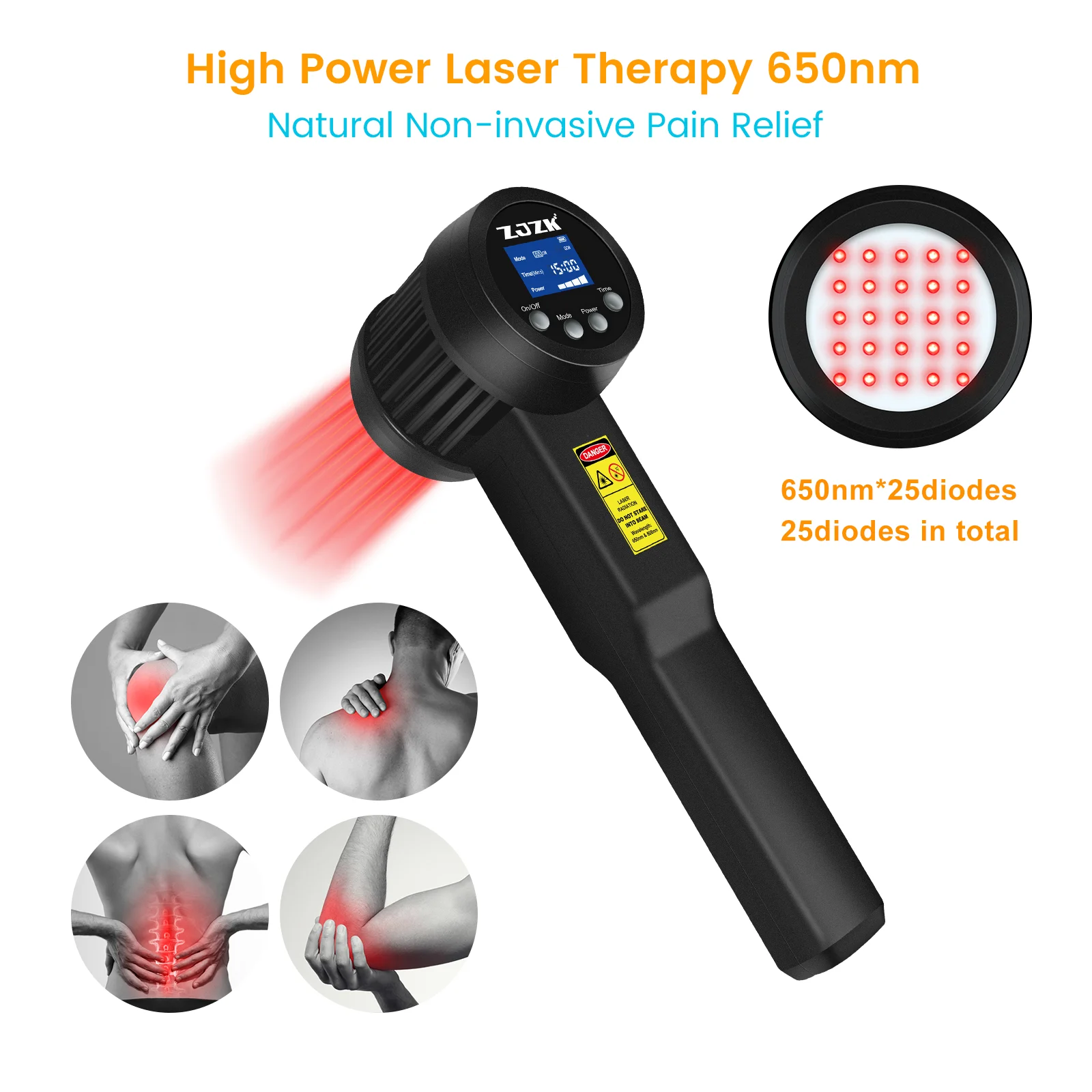 

ZJZK 3W Red Pet Therapy Laser For Physiotherapy 808nmx10diodes+650nmx15diodes Dogs Wound Healing Trigger Finger Tenosynovitis