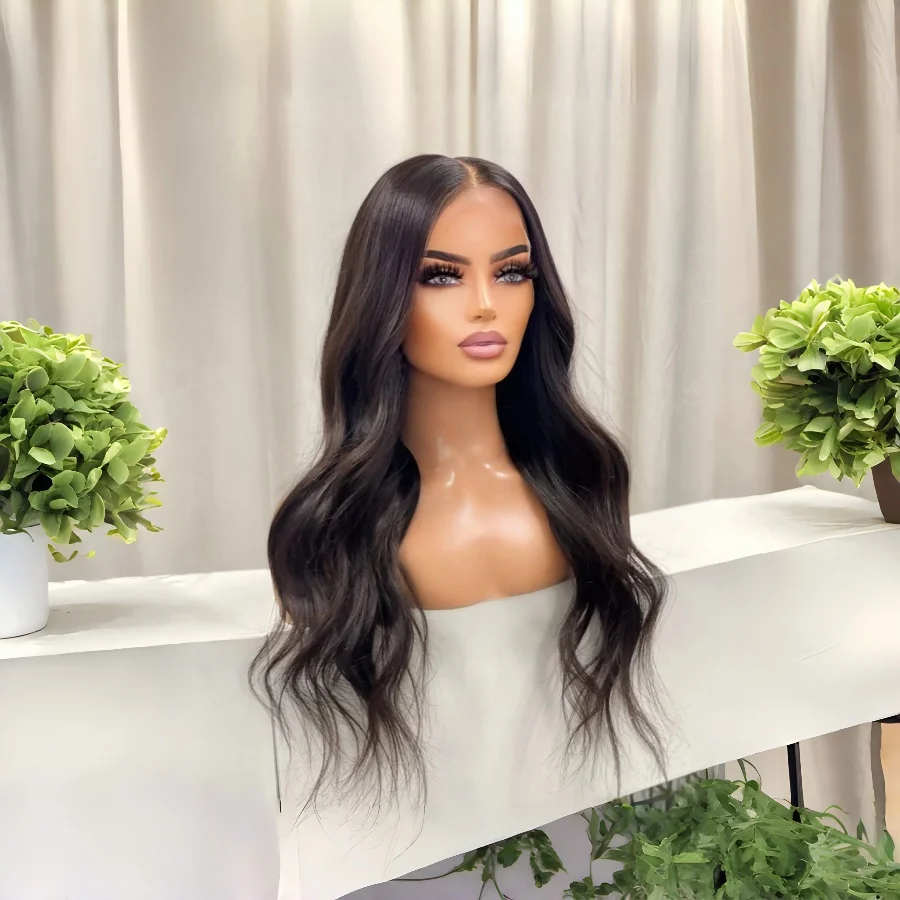 

Натуральные черные волосы с длинными волнистыми прядями, без клея, 5x5, на шелковой основе, еврейские, с baby hair, HD-кружево, европейские волосы, предварительно выщипанные