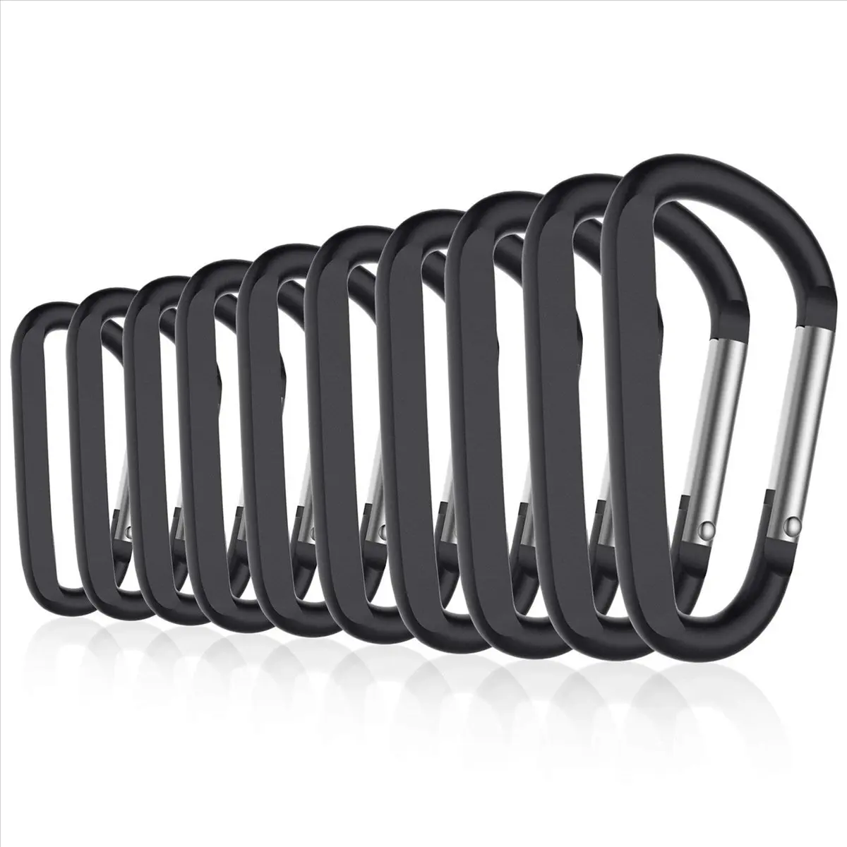 40PCS 3Inch/8CM Aluminum Carabiner Clips,Premium Durable D-Ring Caribeaner with Keyring for Home RV