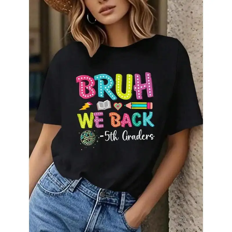 

Unisex Bruh We Back T-shirt Funny Back To School Slogan Tee 5th Grade Teacher Student Gift Top