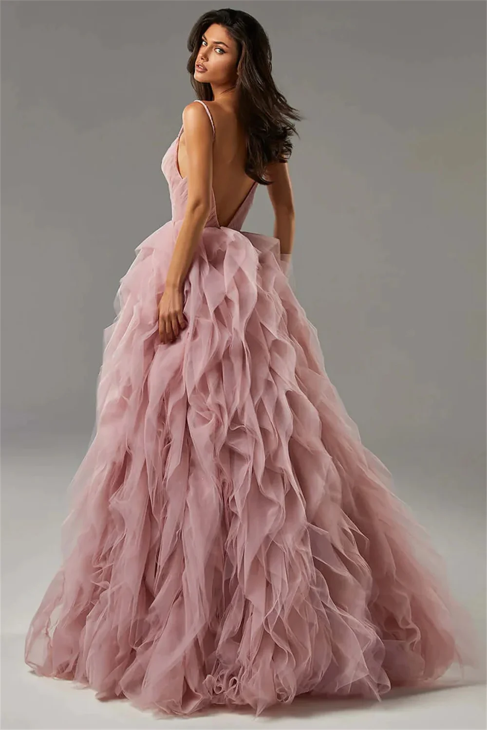 Jessica Princess Pink Prom Dresses Luxurious Tulle Layers Evening Dress A-shaped Wedding Dress Party Dress 2024 فساتين السهرة