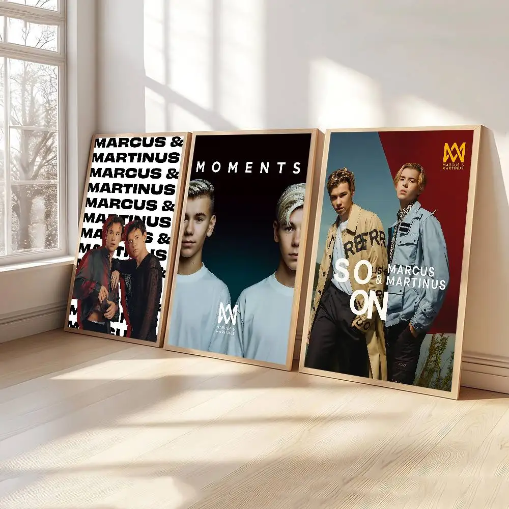 Marcus And Martinus Music Anime Posters Sticky Decoracion Painting Wall Art White Kraft Paper Wall Decor