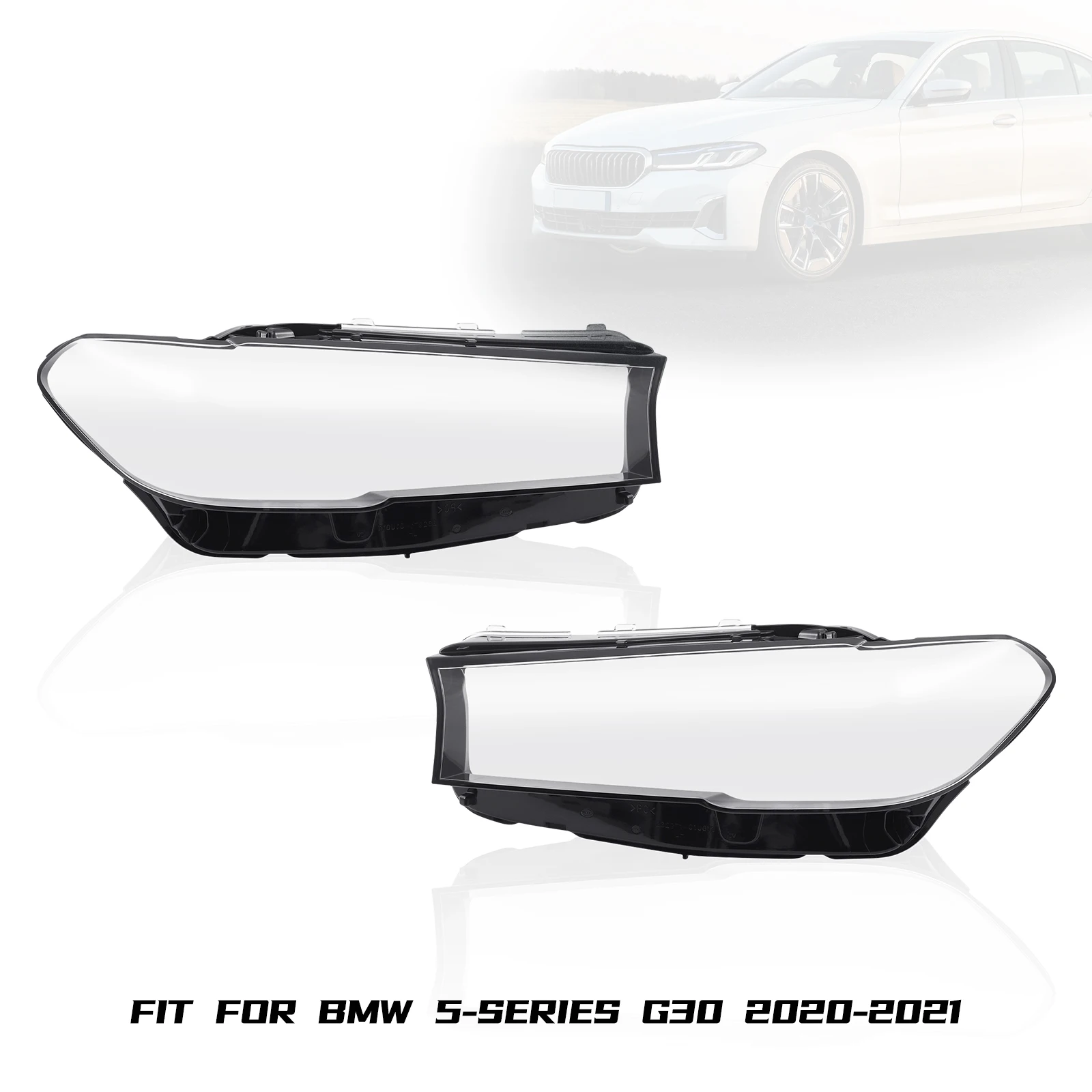 

2pcs Car Headlight Lens Covers for BMW 5-Series G30 2020-2021 Transparent Lens Car Accessories