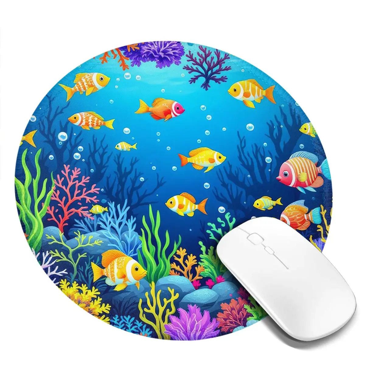 

Underwater Coral Reef Fish Round Mouse Pad Computer Keyboard Mouse Mat Gaming PC Desk Mat Office Accessories Table Mats