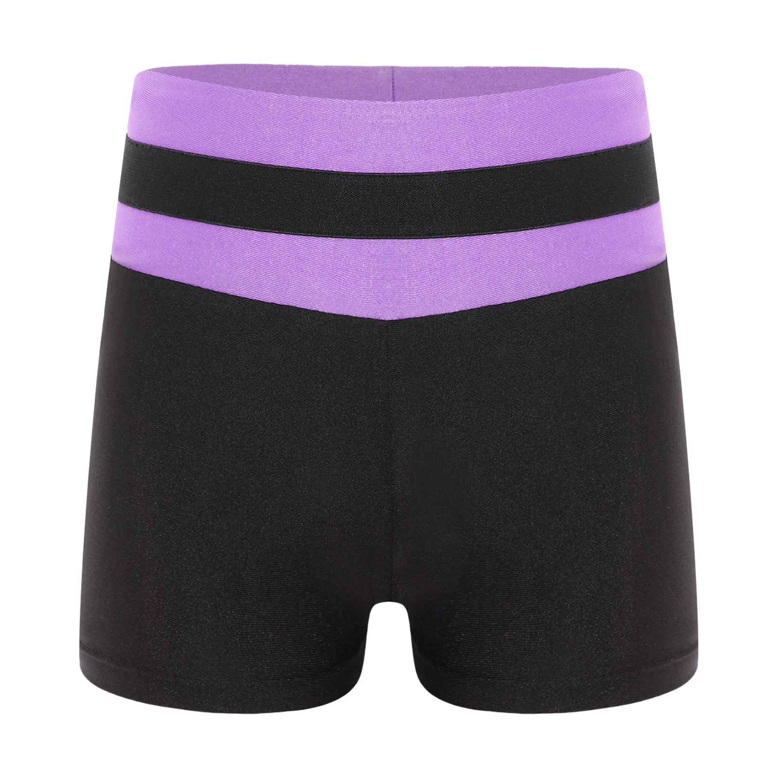 Kids Girls Yoga Sport Bottoms Color Block Elastic Waistband Shorts Gymnastics Sport Workout Short Pants Swimming Trunks Swimwear