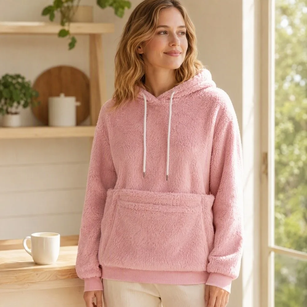 Solid Color Women Pet Carrier Hoodie Hooded Hooded Sweatshirt Soft Comfortable Fleece-Lined Fleece Hoodie Casual Wear