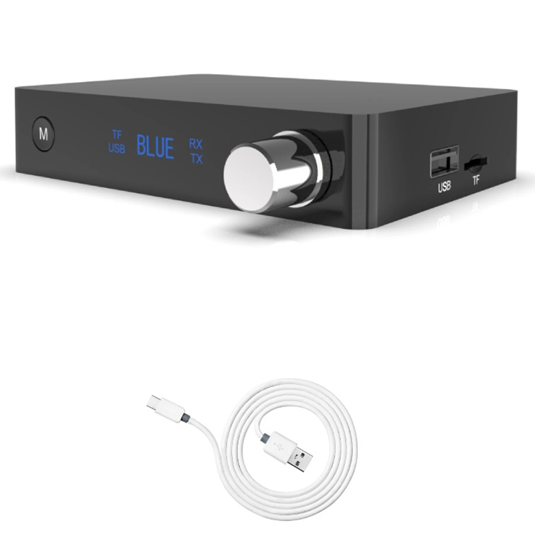 A49T Digital Display Bluetooth 5.0 Adapter,Bluetooth Transmitter and Receiver, 3.5mm AUX, Output, U Disk TF Card Playback