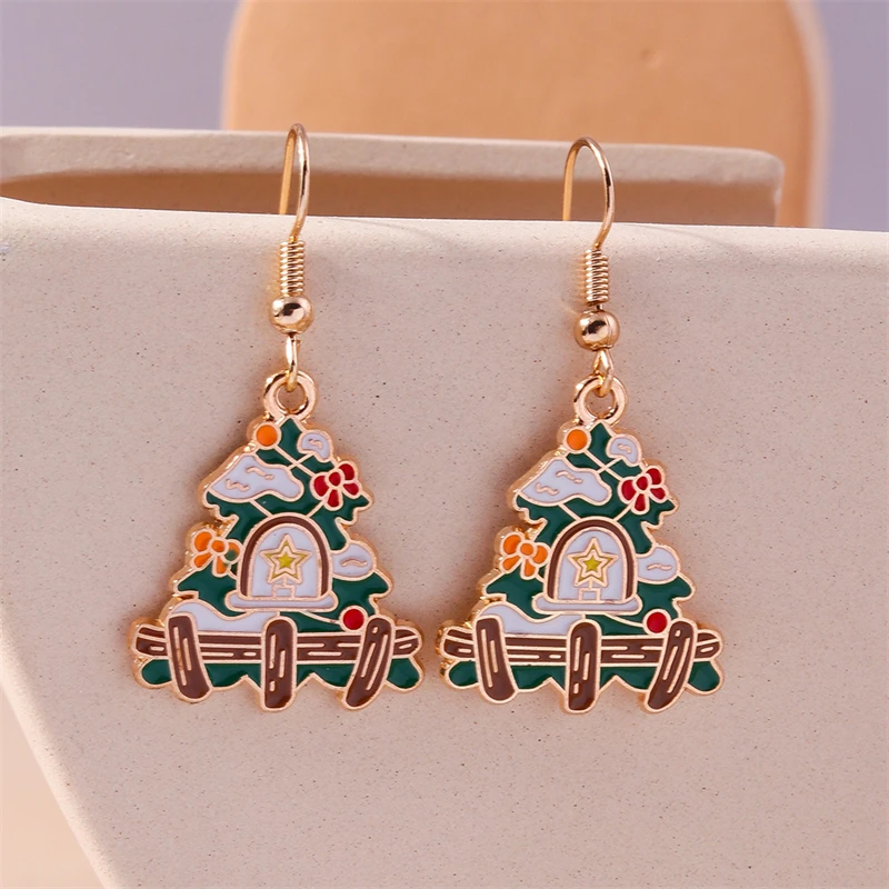 Modische Weihnachts-Ohrringe für Damen, Weihnachtsbaum-Hängeohrringe, Mädchen-Neujahrsfest-Schmuck, Geschenke – Detail 13
