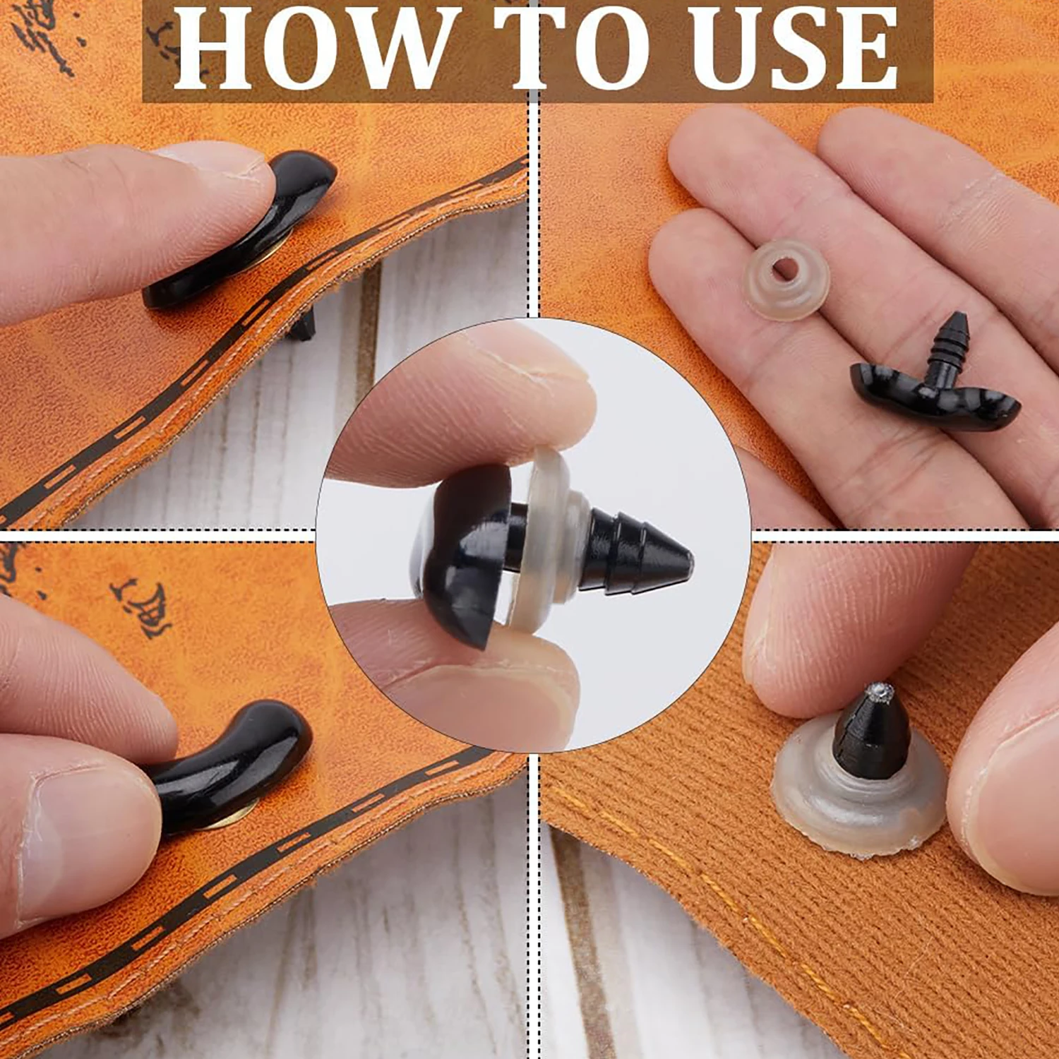 20/60pcs Black Plastic Safety Smile Eyes Crafts Bear Animal DIY Dolls Puppet Nose Accessories Stuffed Craft Safety Eyebrows Toy