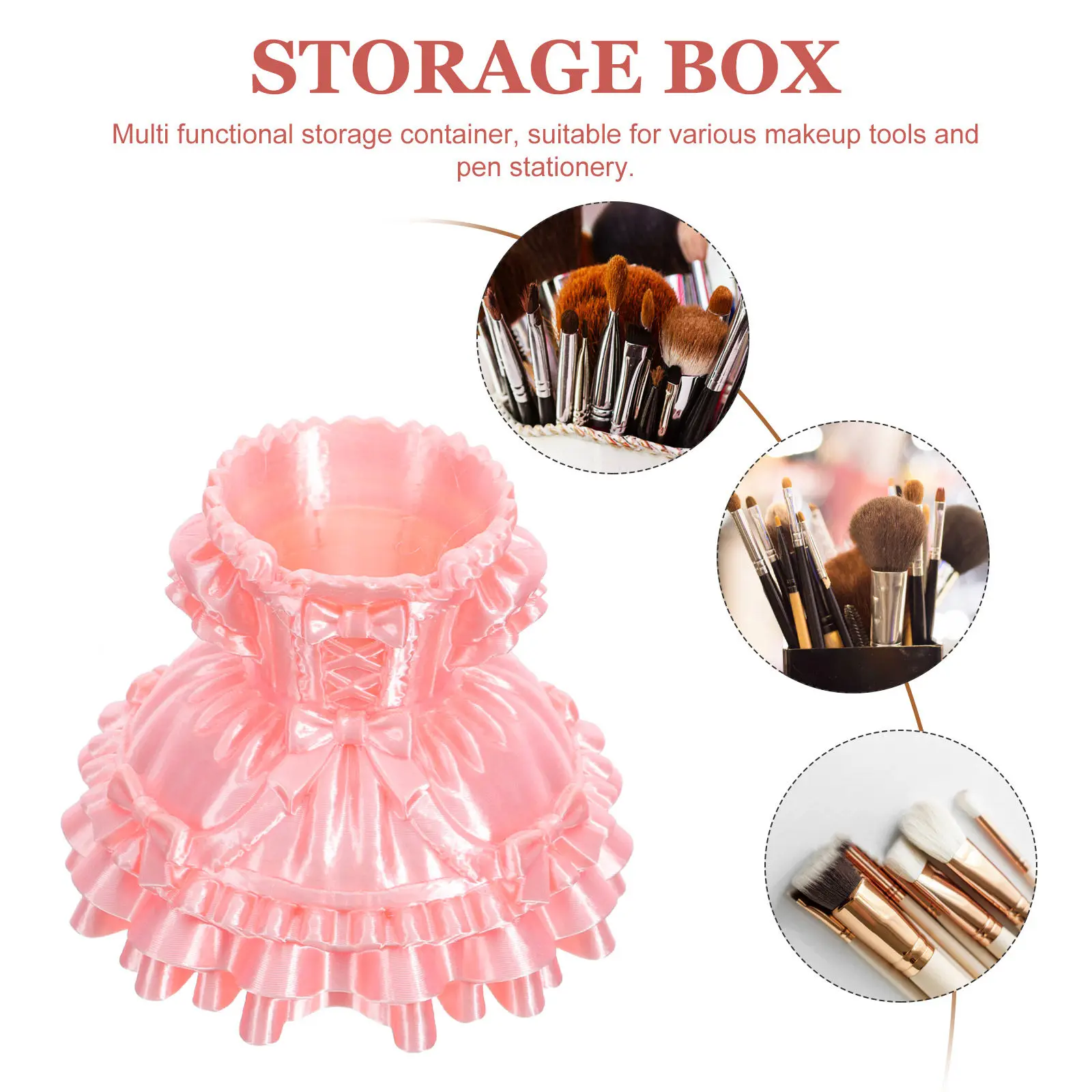 Princess Dress Pen Holder Desktop Makeup Brush Organizer Cute Brush Holder Girly Pen Container for Vanity Desk