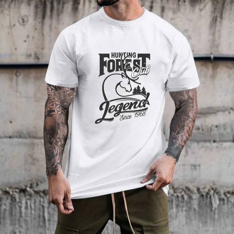 Vintage Hunting Forest Club Deer Head Graphic Heat Transfer White Ink Iron - on, Suitable for T - shirts, Canvas Bags, Casual