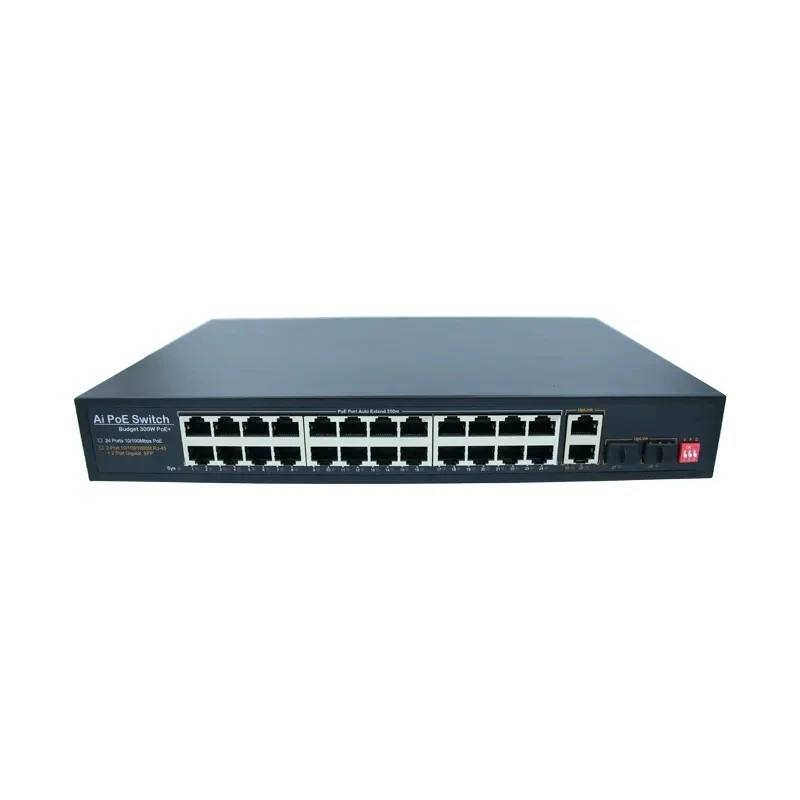 24 Port PoE Ethernet Switch with 2 Uplink RJ45 Ports 2 Gigabit SFP Network Switch for IP and Wireless AP