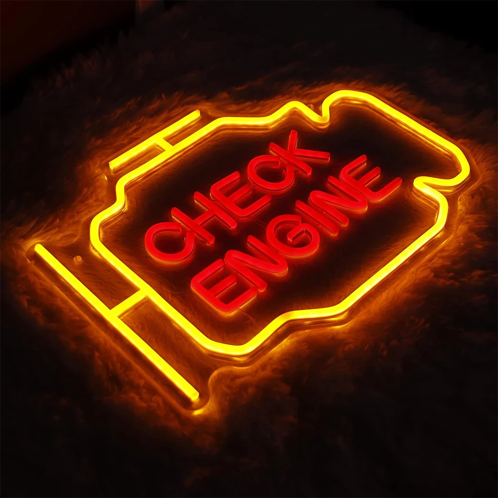 Check Engine Neon Signs Sign Engine Neon Sign Check Engine Neon Personalized LED Neon Garage Signs