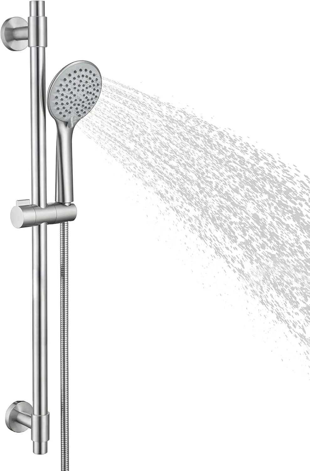 

Adjustable Shower Slide Bar with 5-Function Handheld Shower Head, Stainless Steel Grab Bar Combo with Extra Hose, Brushed Nickel
