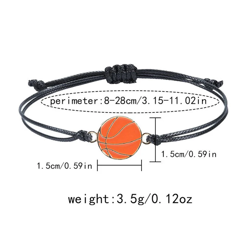 عارضة كرة السلة كرة القدم سحر سوار المرأة السوداء اليدوية المنسوجة حبل مجوهرات الفتيات الرياضة البيسبول الرجبي أساور بالجملة