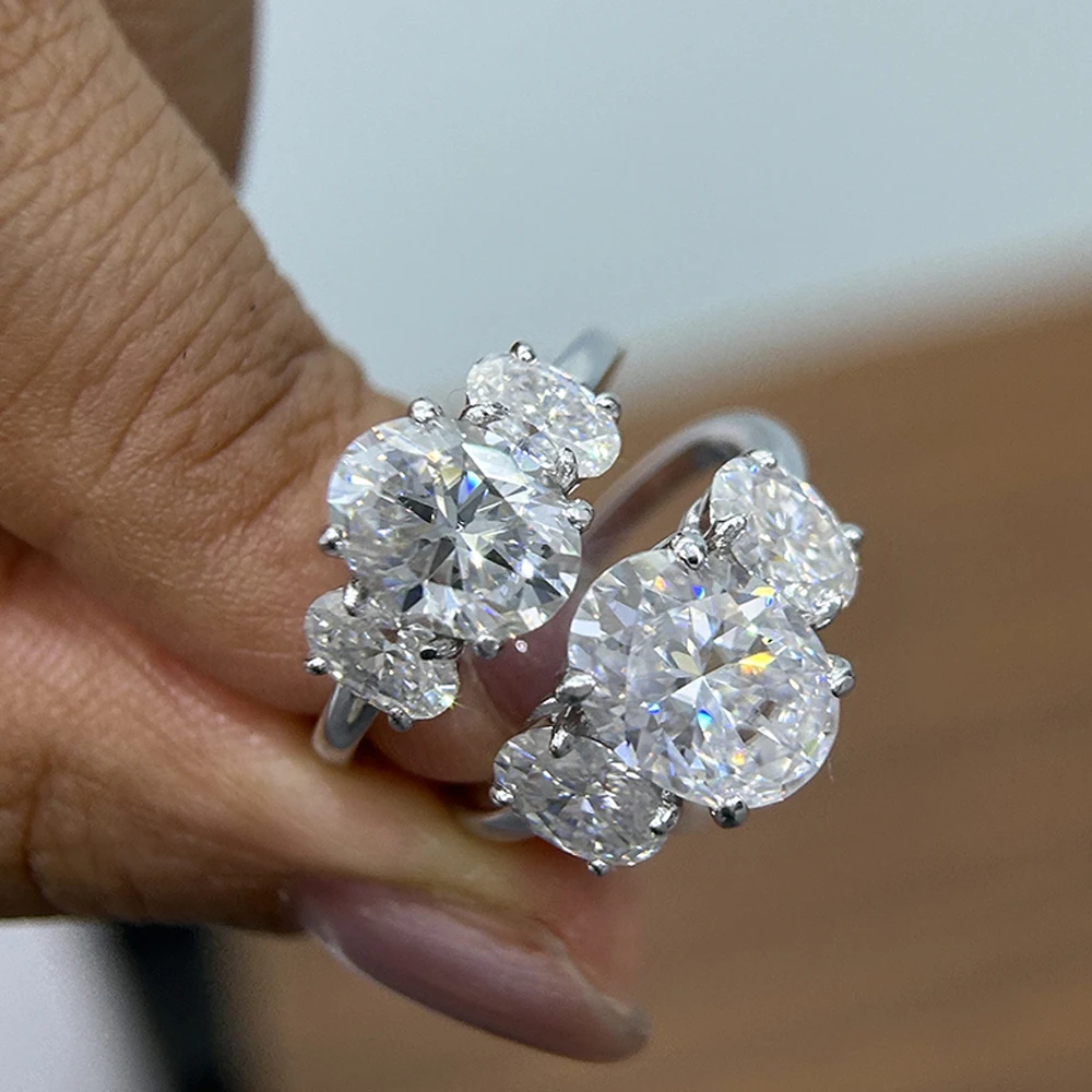 3/6 Karat Ovalschliff Moissanit Verlobungsringe 3-Stein Lab Diamant 925 Sterling Silber Eheringe Band für Frauen Edlen Schmuck