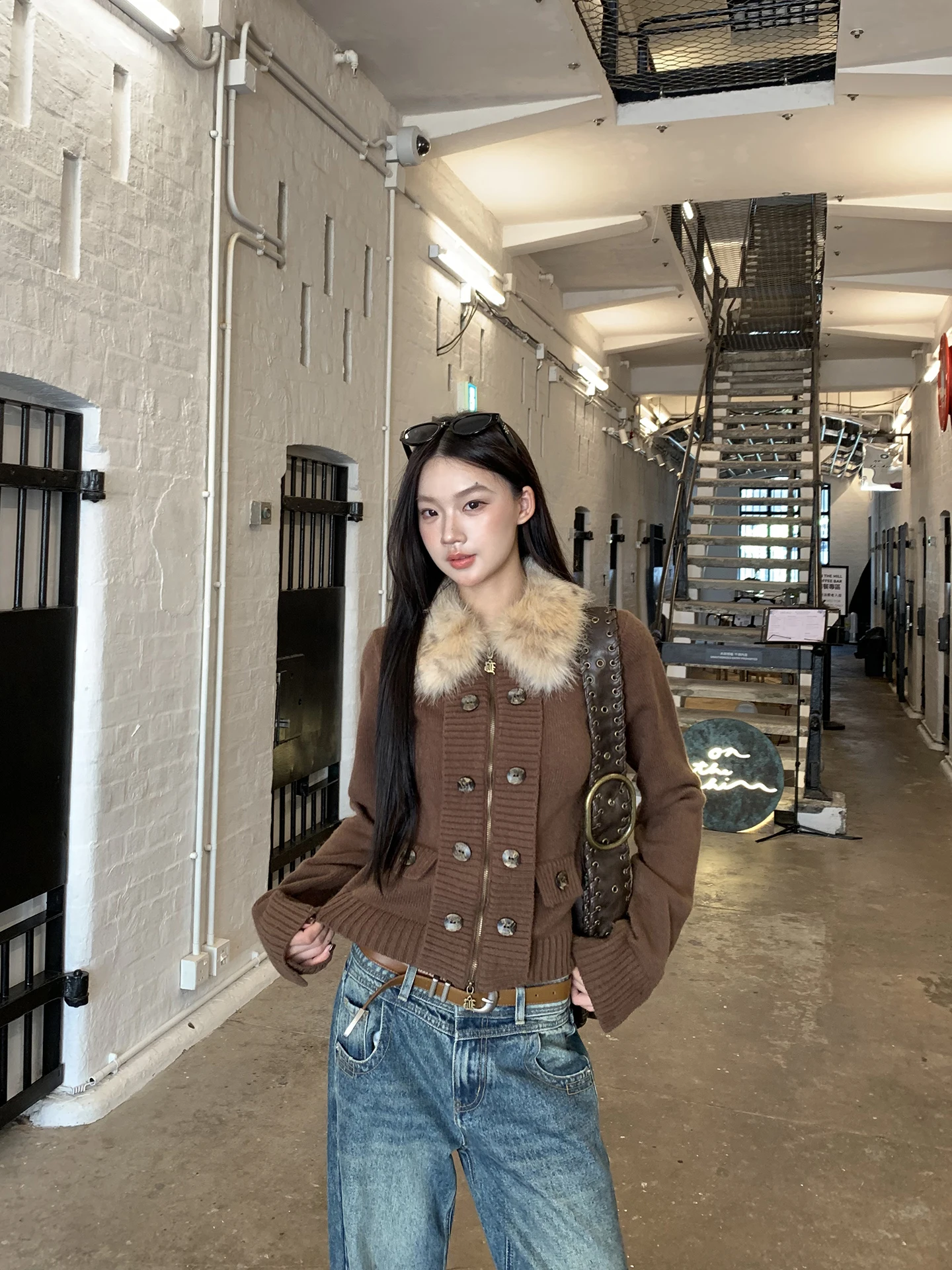 Cardigan Aberto de Tricô Vermelho para Mulheres, Moda de Outono 2025, Novo Top Estilo Preguiçoso, Sistema Coreano, Suéter Sup...